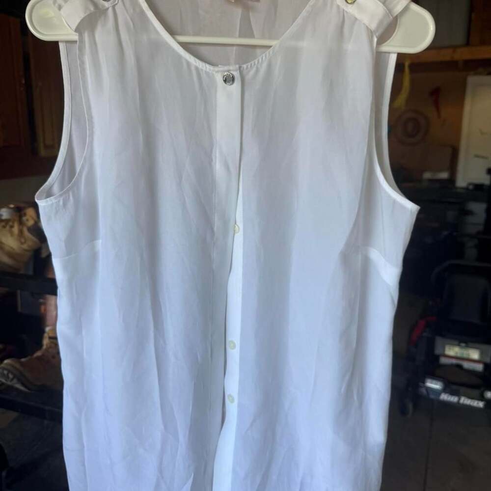 Michael Kors Silk Tank Top Size 8 White Sleeveless Blouse